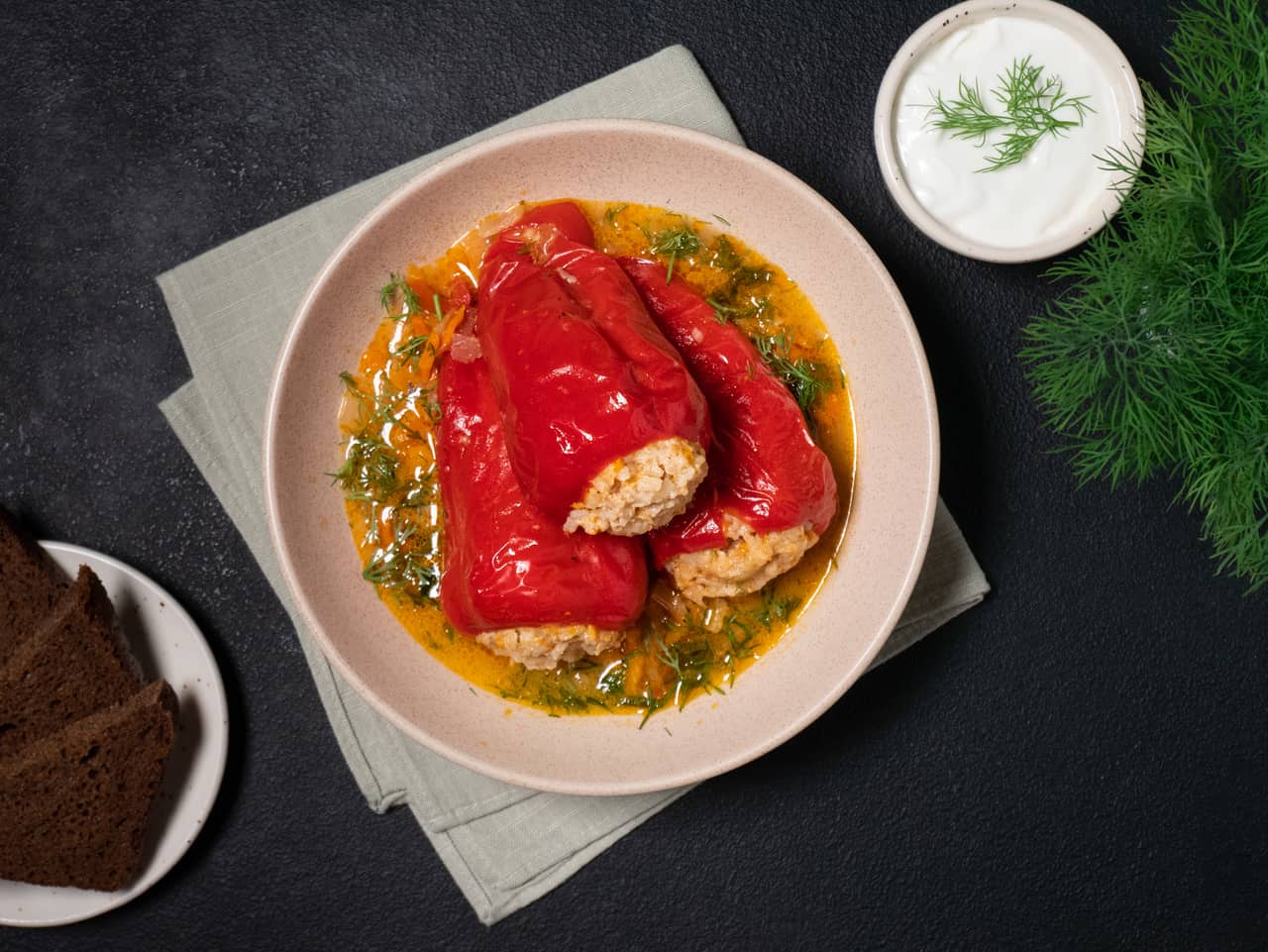 Fylld paprika med svamp